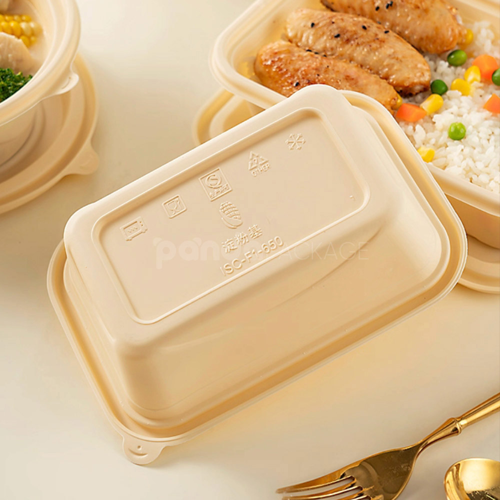 biodegradable cornstarch food container with lid for takeout packaging