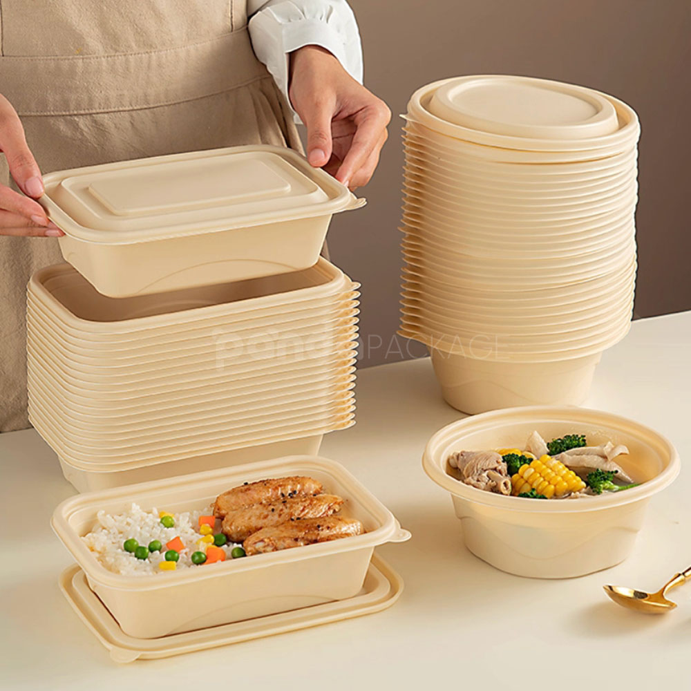 biodegradable cornstarch food container with lid for takeout packaging