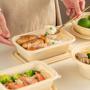 biodegradable cornstarch food container with lid for takeout packaging