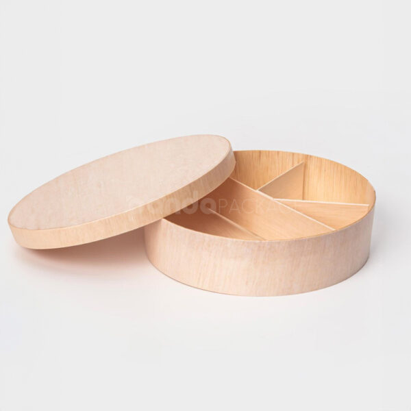 Biodegradable Wooden Bento Box with Compartments and Lid