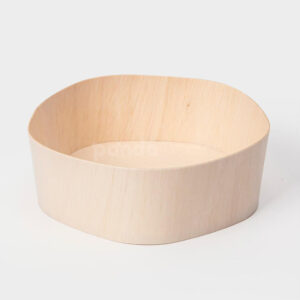 biodegradable wooden bento box with compartments and clear lid