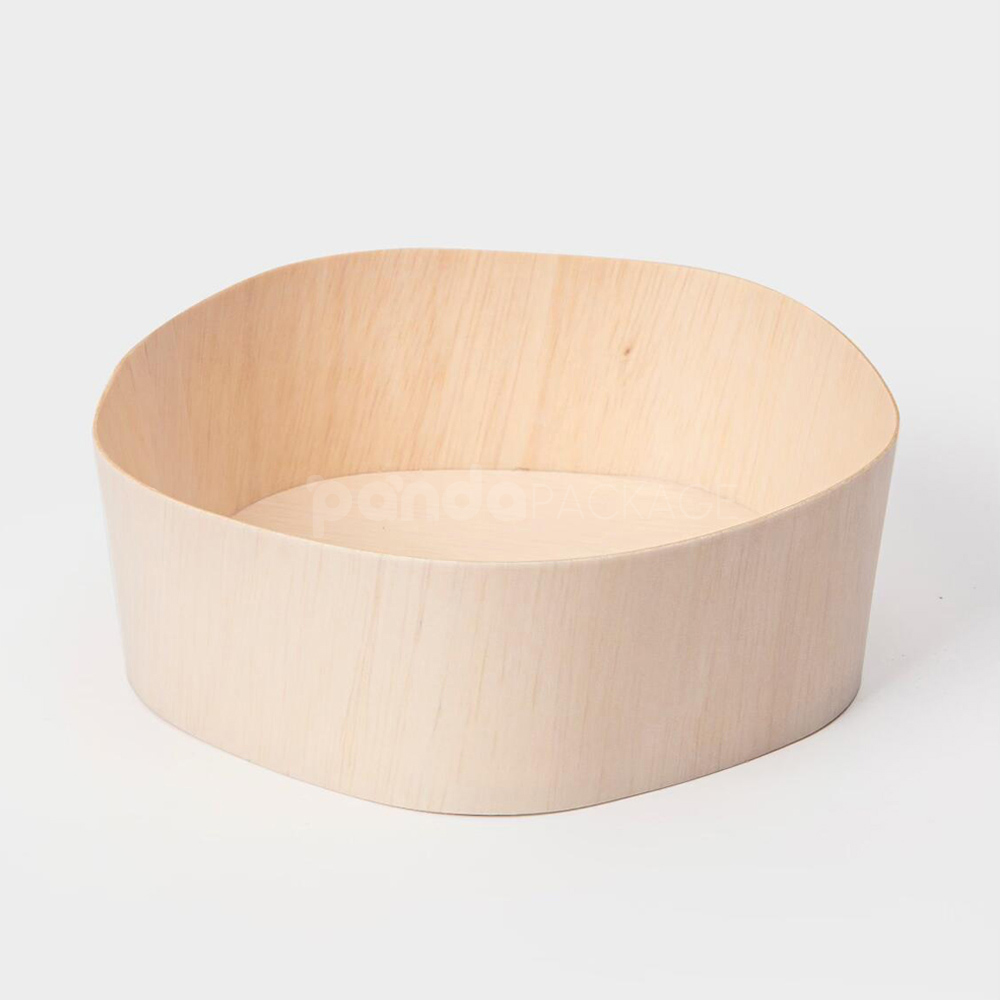 biodegradable wooden bento box with compartments and clear lid