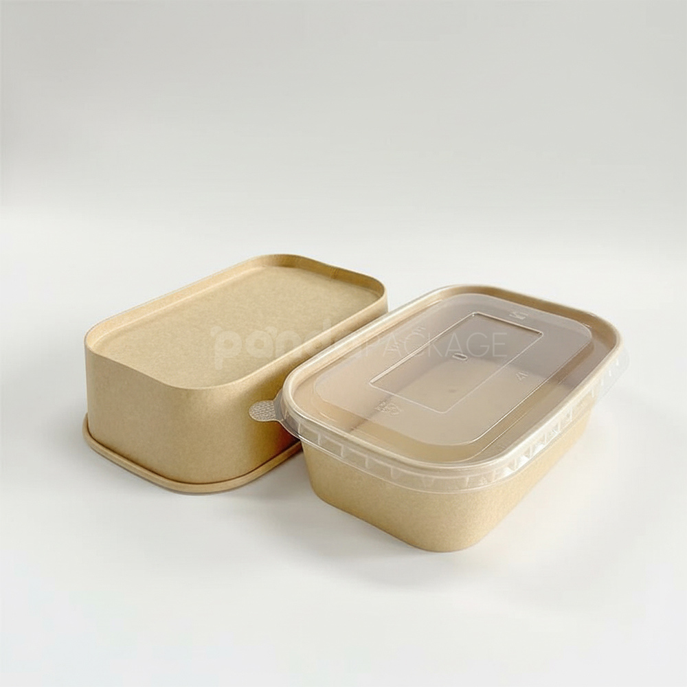 biodegradable bagasse food container with lid for restaurant takeout packaging