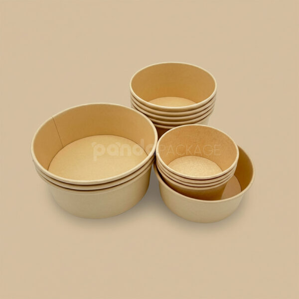 Biodegradable Kraft Paper Food Bowl for Takeout Packaging