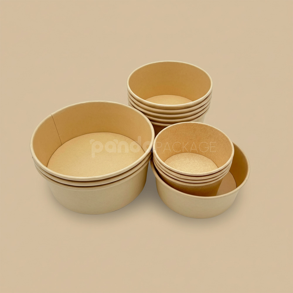 biodegradable kraft paper food bowl for restaurant takeout packaging