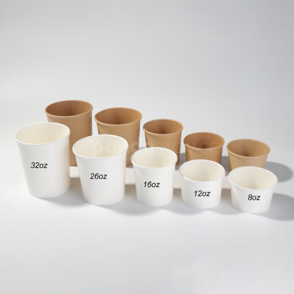 Biodegradable Kraft Paper Soup Container with Paper Lid