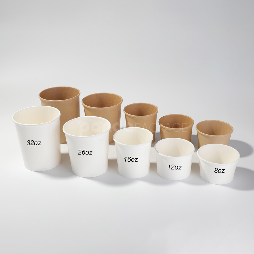 biodegradable kraft paper soup container with paper lid for takeout