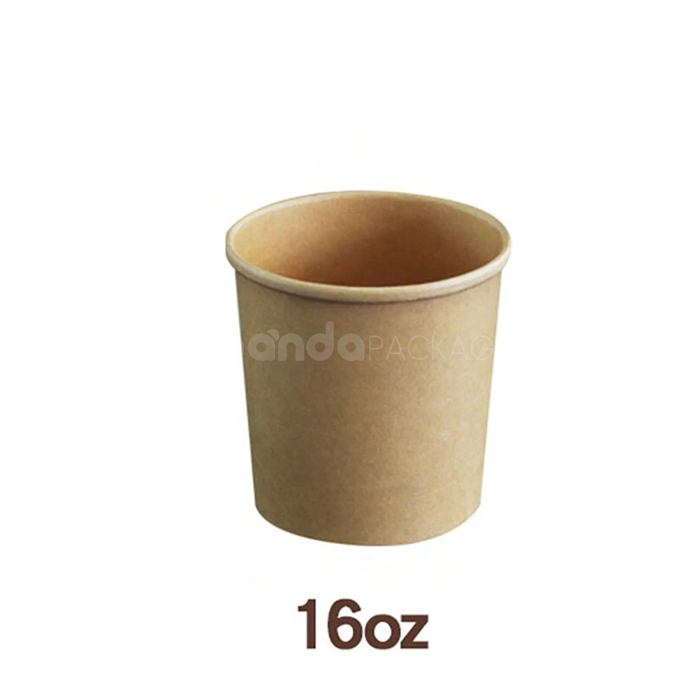 biodegradable kraft paper soup container with paper lid for takeout