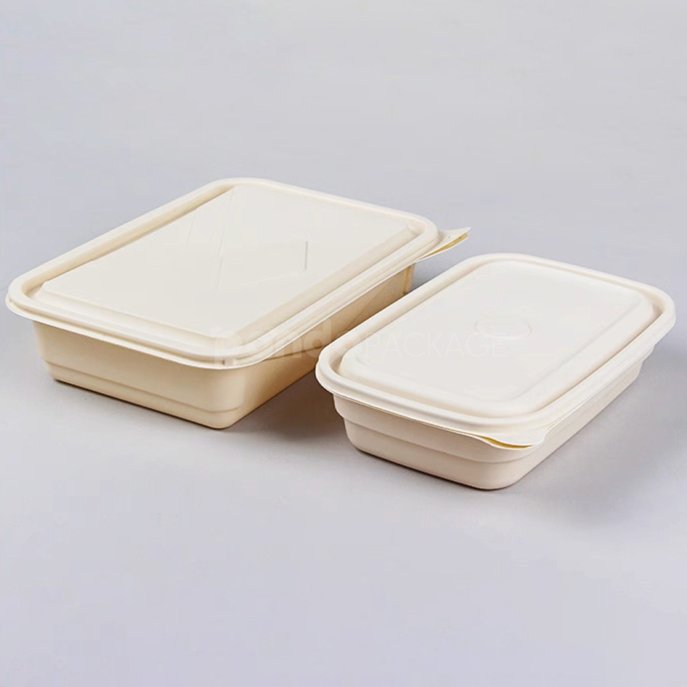 biodegradable cornstarch food container with lid for restaurant takeout packaging