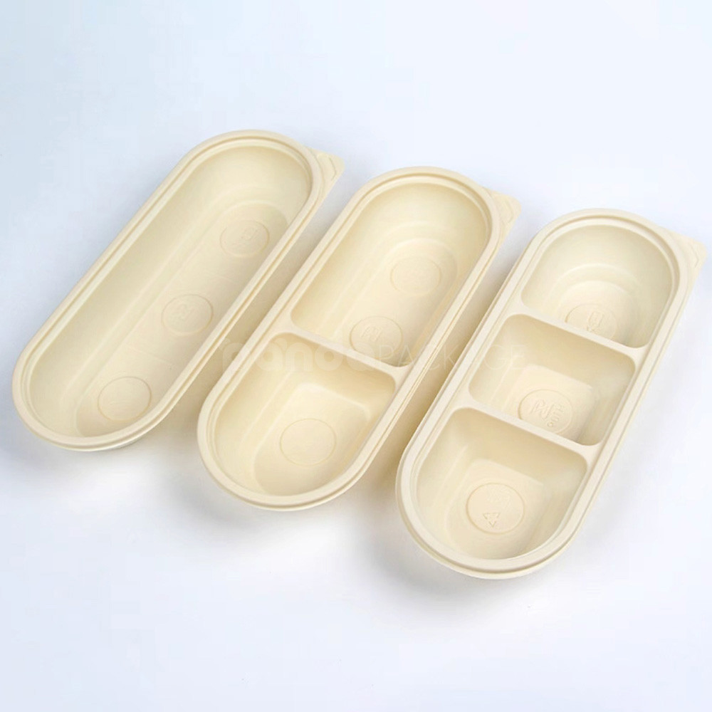 biodegradable cornstarch food container with lid for restaurant takeout packaging