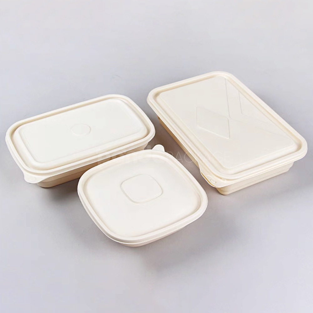 biodegradable cornstarch food container with lid for restaurant takeout packaging