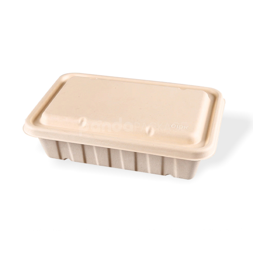 biodegradable straw pulp food container with lid for restaurant takeout packaging
