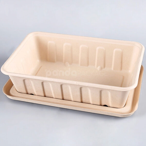 Biodegradable Straw Pulp Food Container with Lid for Takeout