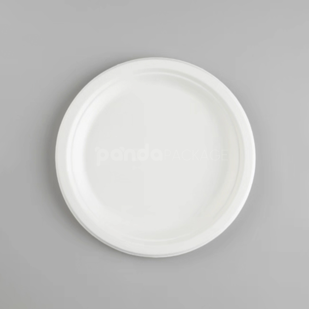 biodegradable sugarcane pulp disposable round plates for food packaging and catering