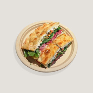 biodegradable sugarcane pulp disposable round plates for food packaging and catering