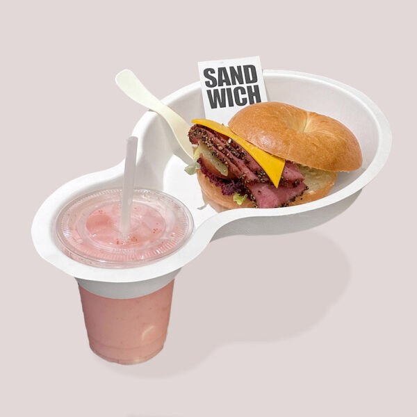Biodegradable Paper Pulp Food Tray with Cup Holder