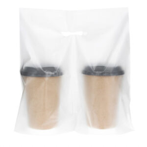 compostable starch-based takeaway bag with handle for restaurant food packaging