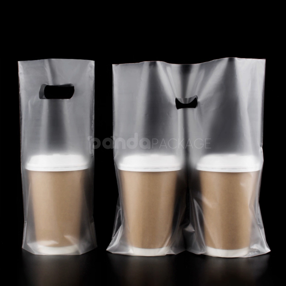 compostable starch-based takeaway bag with handle for restaurant food packaging