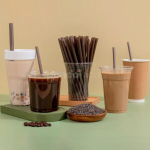 compostable pla biodegradable straws with paper wrapping for coffee and juice drinks