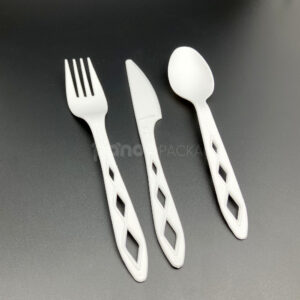 compostable pla biodegradable cutlery set with fork knife spoon and straws for takeaway meals