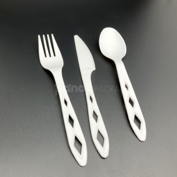 Compostable PLA Biodegradable Cutlery Set with Fork Knife and Spoon