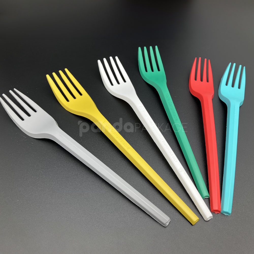 compostable pla biodegradable cutlery set with fork knife spoon and straws for takeaway meals