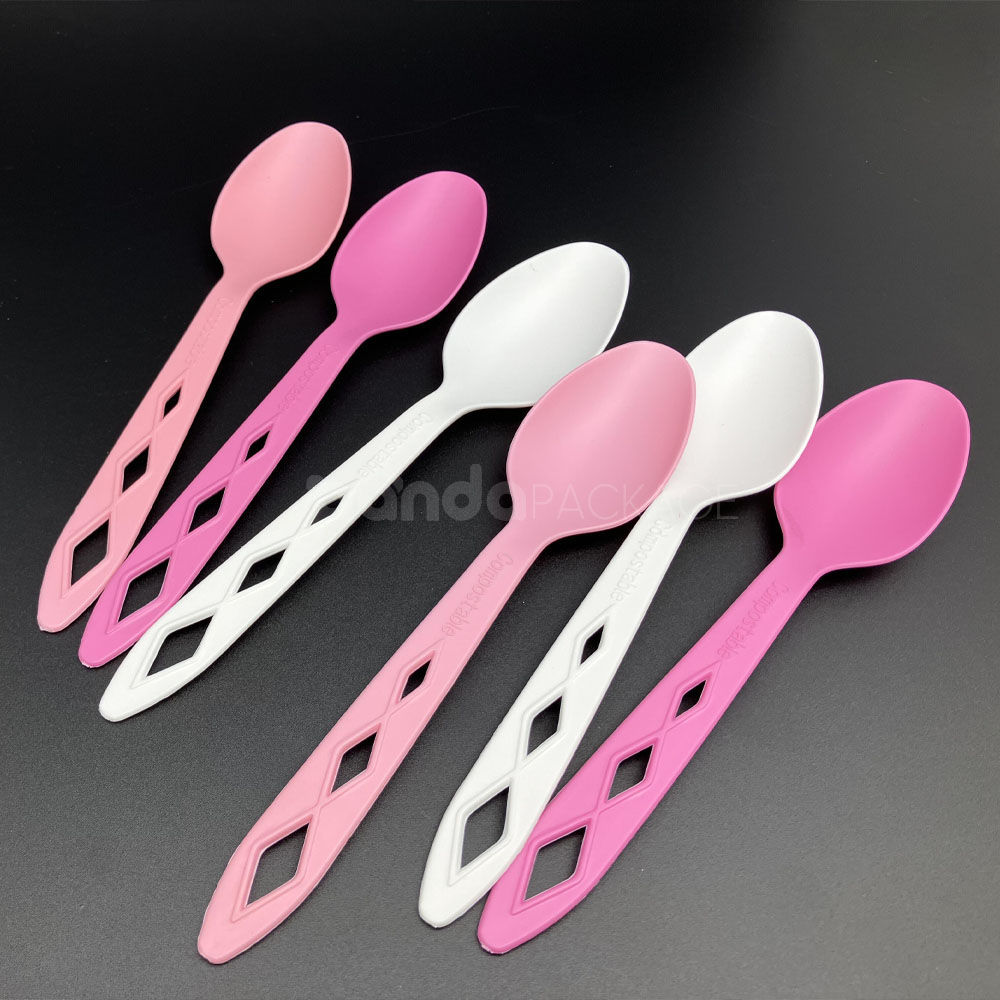 compostable pla biodegradable cutlery set with fork knife spoon and straws for takeaway meals