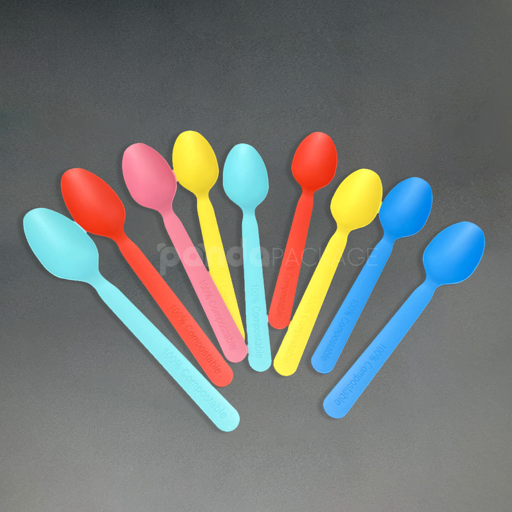 compostable pla biodegradable cutlery set with fork knife spoon and straws for takeaway meals