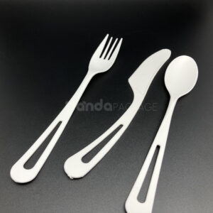 compostable pla biodegradable cutlery set with fork knife spoon and straws for takeaway meals