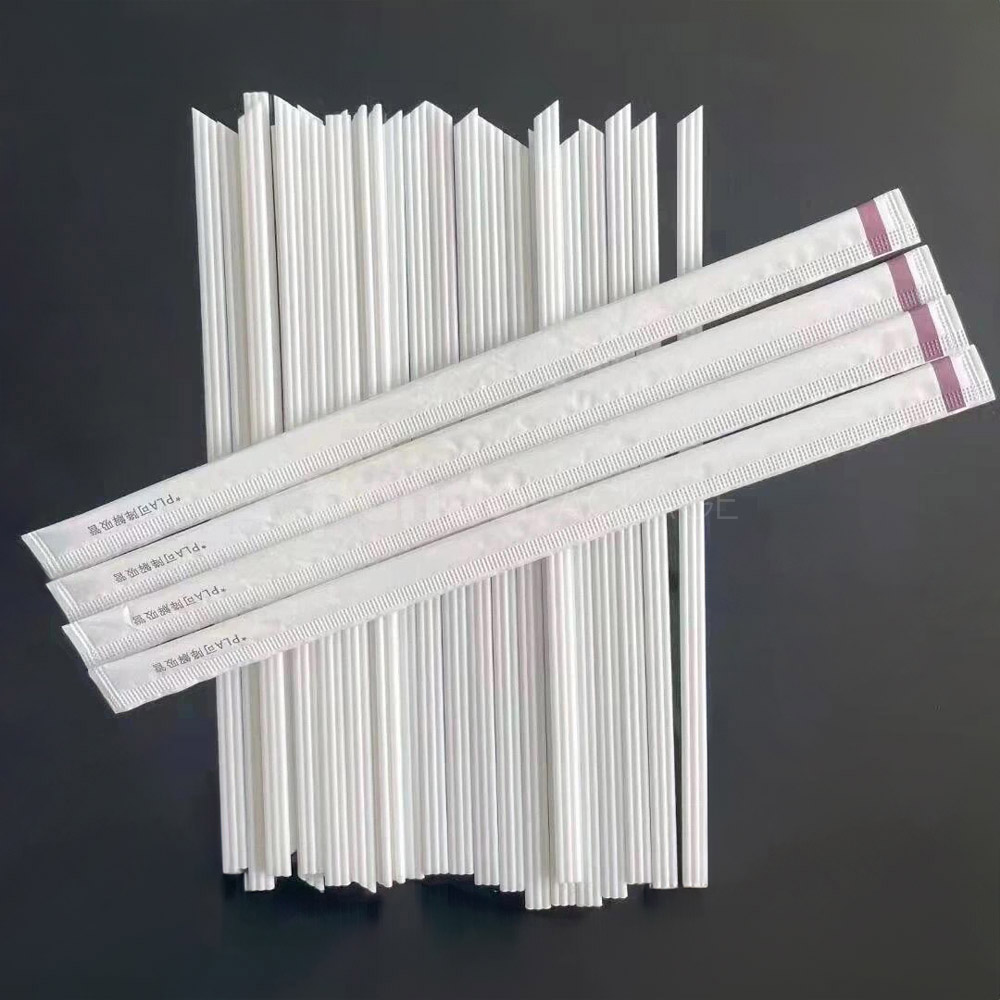 compostable pla biodegradable cutlery set with fork knife spoon and straws for takeaway meals