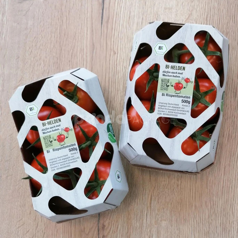 eco-friendly kraft paperboard food packaging box with ventilation windows for fresh vegetables
