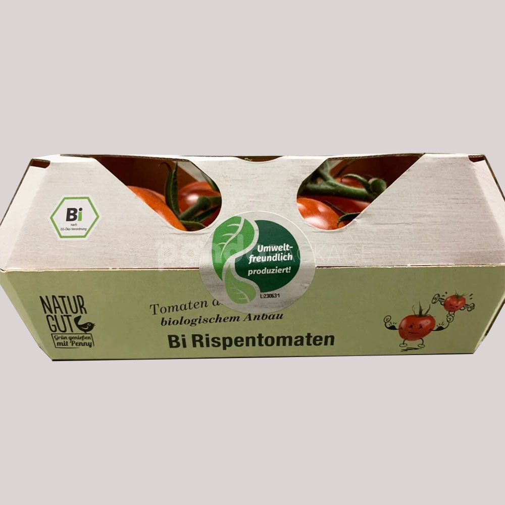 eco-friendly kraft paperboard food packaging box with ventilation windows for fresh vegetables