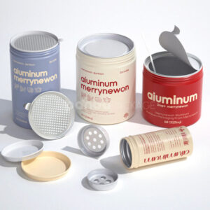 eco-friendly aluminum tin canisters for food storage and supplement packaging
