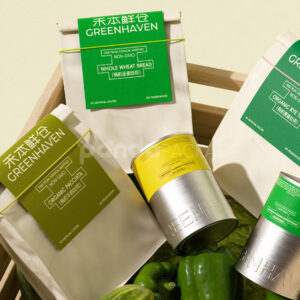 eco-friendly paper bags and aluminum tin cans for organic bread and juice packaging