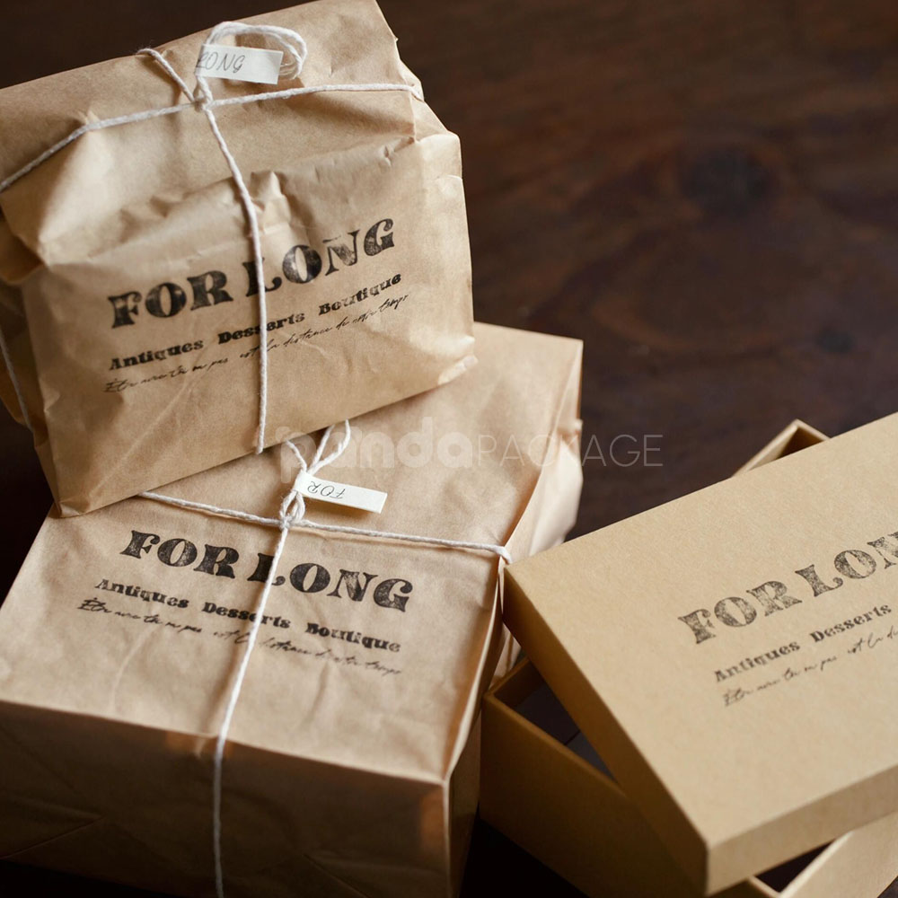 eco-friendly kraft paperboard dessert packaging box for macarons, cookies, and cakes