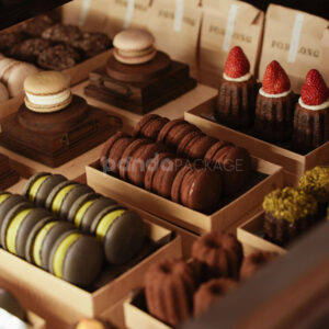 eco-friendly kraft paperboard dessert packaging box for macarons, cookies, and cakes