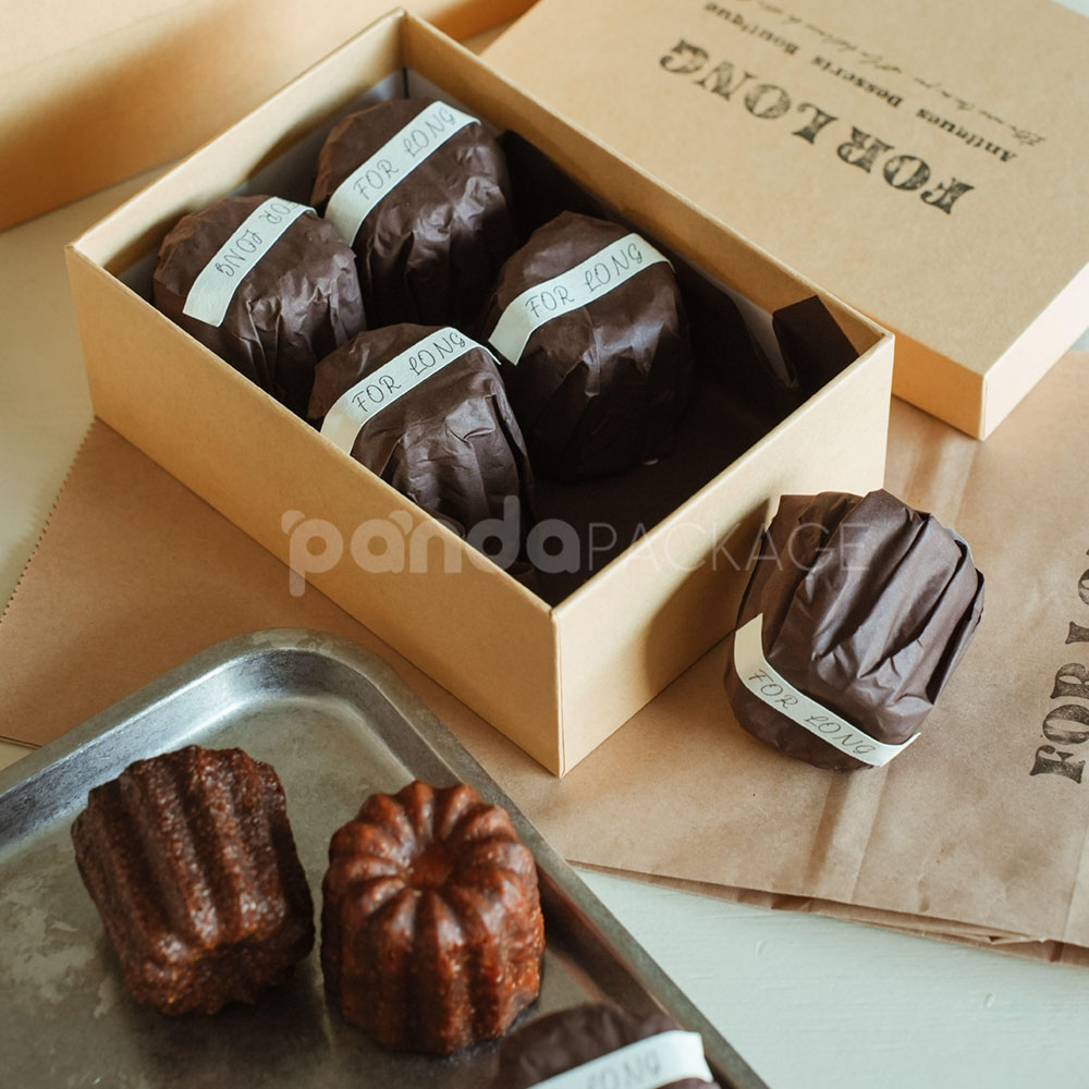 eco-friendly kraft paperboard dessert packaging box for macarons, cookies, and cakes