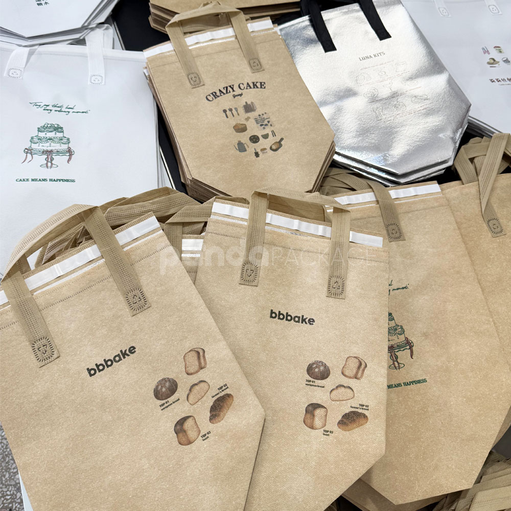 eco-friendly reusable non-woven and insulated bags for bakery products and food packaging