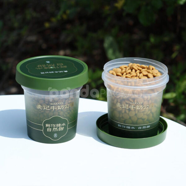 Reusable Clear Plastic Food Container Cups with Green Lids