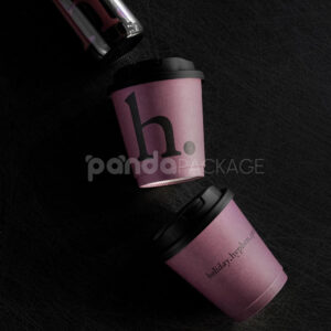 eco-friendly paperboard coffee cup with recyclable black lid for hot beverages