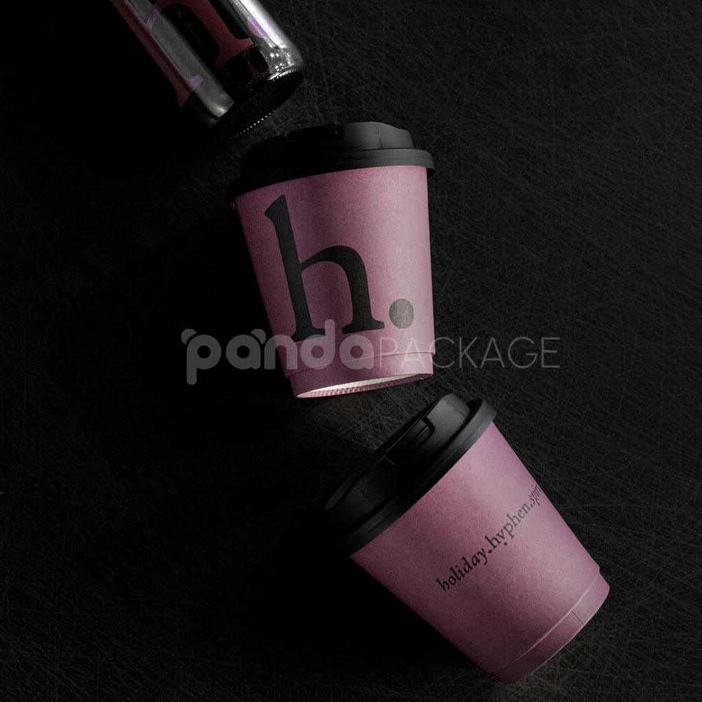 eco-friendly paperboard coffee cup with recyclable black lid for hot beverages