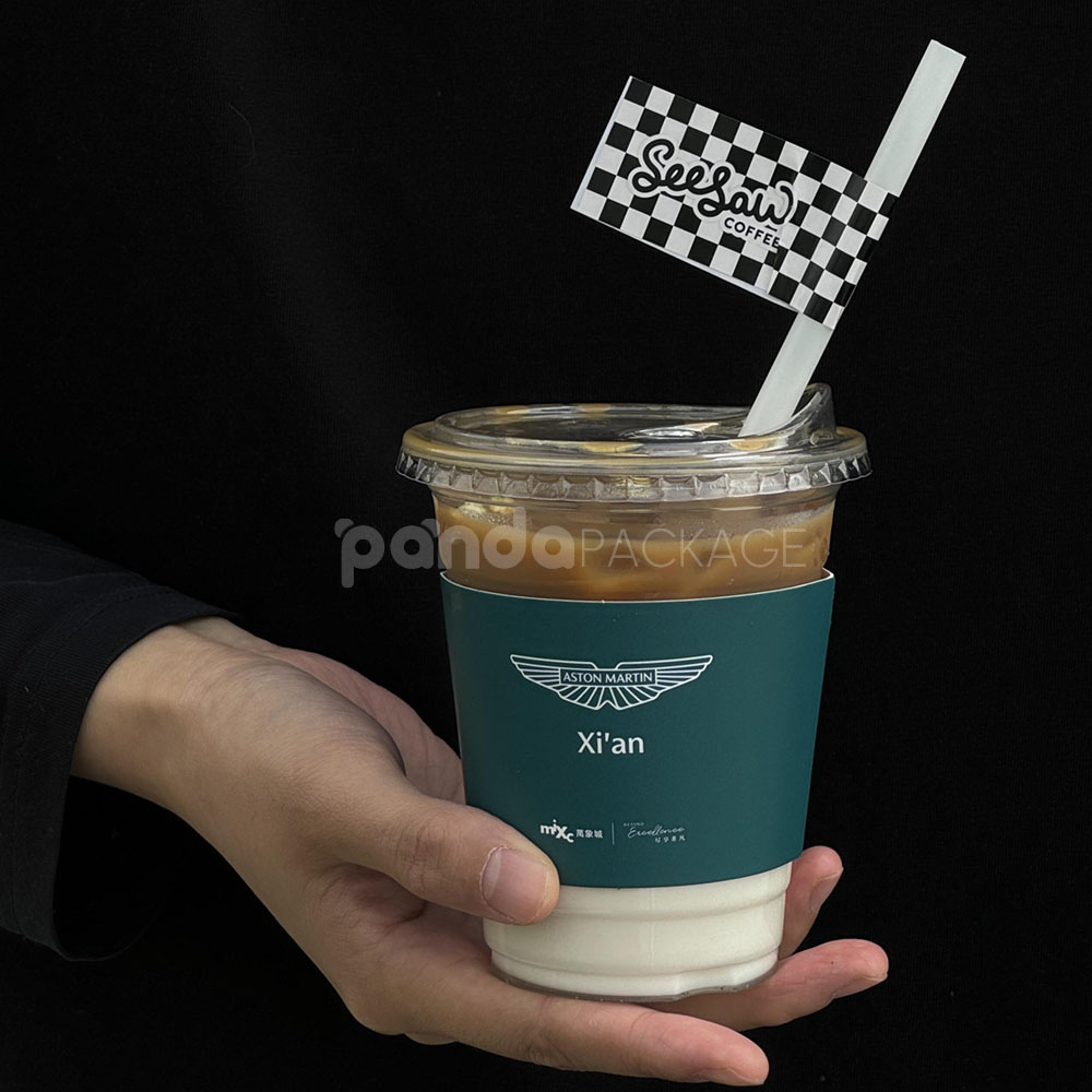 eco-friendly paper coffee cup sleeves with custom logo printing for takeaway hot beverages packaging