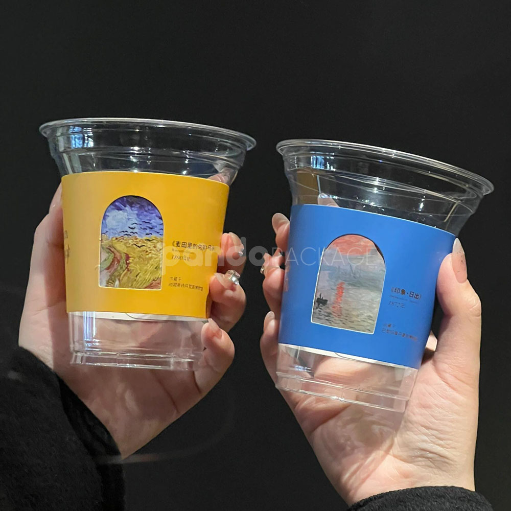 eco-friendly paper coffee cup sleeves with custom logo printing for takeaway hot beverages packaging