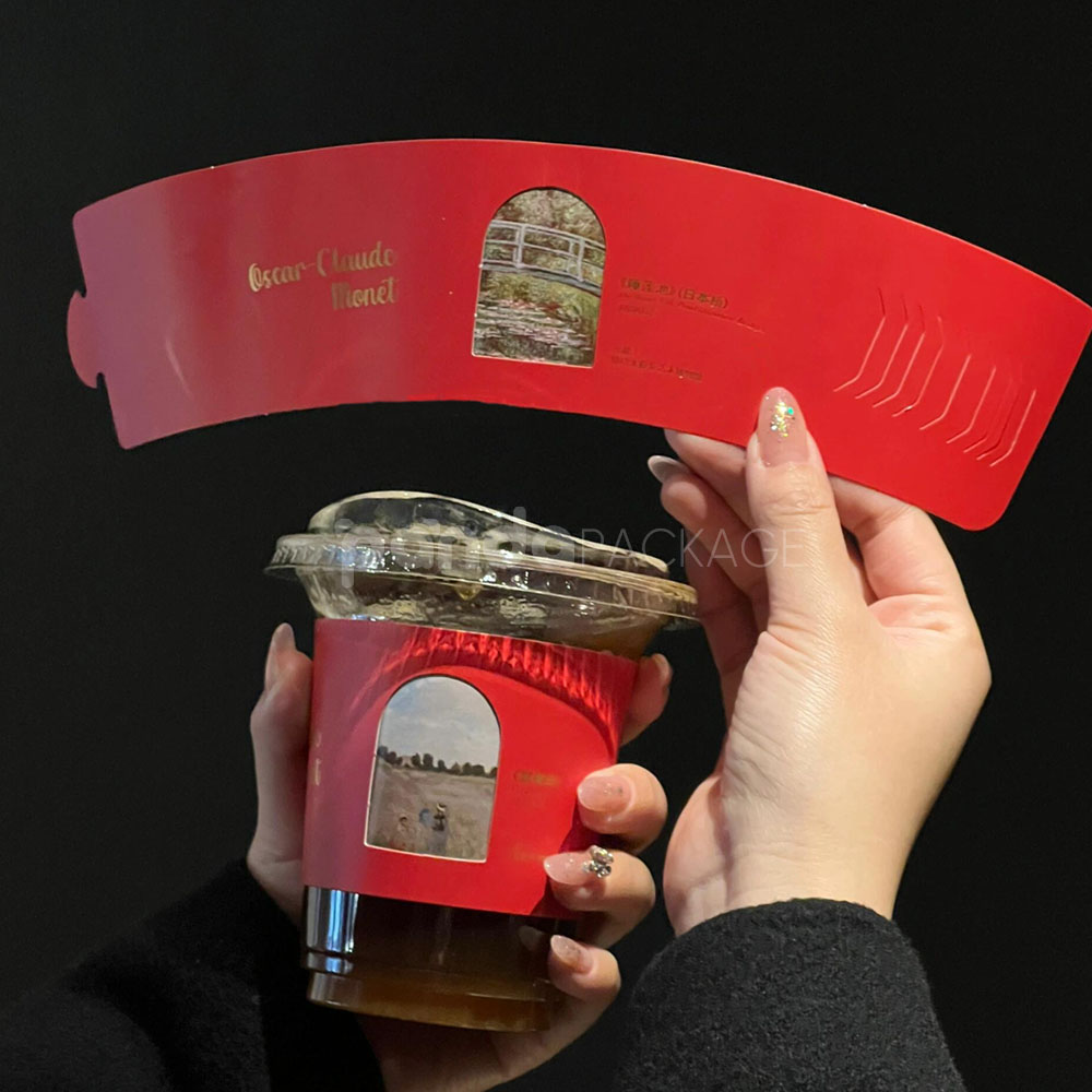 eco-friendly paper coffee cup sleeves with custom logo printing for takeaway hot beverages packaging