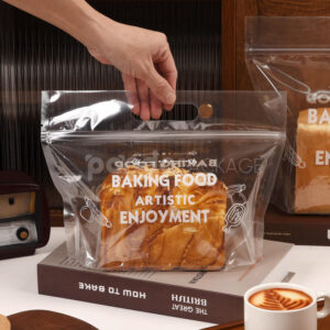 clear handle zipper bread bag for bakery food packaging