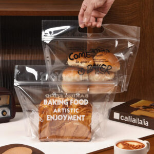 clear handle zipper bread bag for bakery food packaging