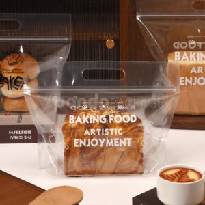 clear handle zipper bread bag for bakery food packaging
