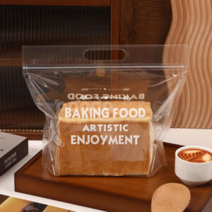 clear handle zipper bread bag for bakery food packaging