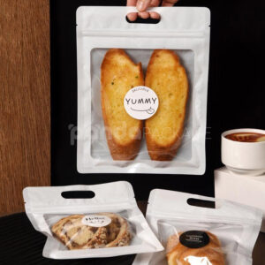 clear handle zipper bakery bag for bread and pastry packaging