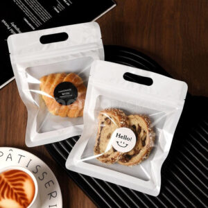 clear handle zipper bakery bag for bread and pastry packaging